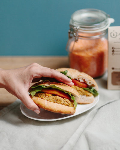 Burger proteico di lenticchie corallo