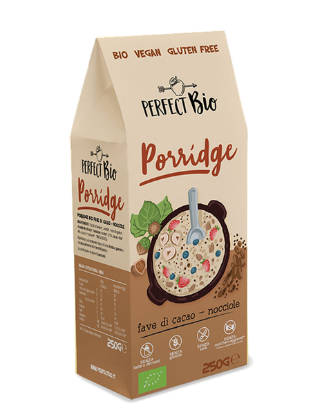 Porridge senza glutine fave di cacao e nocciole PerfectBio - Ambrosiae